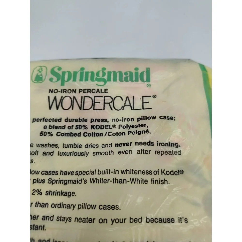 Vintage Springmaid Standard Pillowcase Set, Percale, Regal Rose, Yellow w Pink